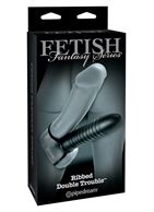 Рельефная насадка на пенис для двойной стимуляции Ribbed Double Trouble (16,5 см)