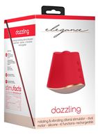 Красный клиторальный стимулятор Dazzling с вибрацией и ротацией - 6,7 см.