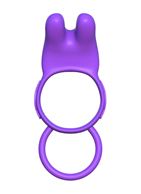Эрекционное кольцо с вибрацией и подхватом для мошонки Twin Teazer Rabbit Ring