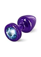 Фиолетовая пробка с голубым кристаллом ANNI round Purple T1 Blue - 6 см.