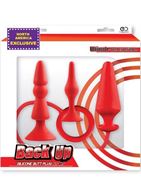 Набор из 3 красных анальных пробок BACK UP SILICONE ANAL KIT