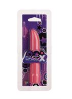 Классический розовый вибратор со скошенным кончиком BASICX MULTISPEED VIBRATOR - 13 см.