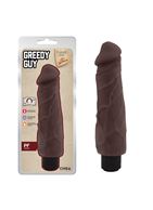 Коричневый вибратор реалистик Greedy Guy (24 см)