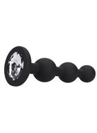 Черная анальная елочка с прозрачным стразом Beaded Diamond Butt Plug (11,4 см)