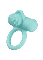 Аквамариновое эрекционное виброкольцо Silicone Rechargeable Nubby Lover’s Delight