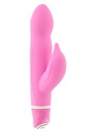 Вибратор розового цвета VIBE THERAPY FLIPPA со стимулятором клитора - 14 см.