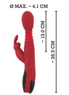 Красный вибратор Rabbit Vibrator с клиторальным отростком (26,5 см)