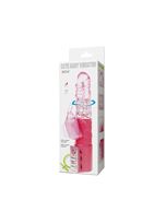 Розовый вибратор хай-тек с бусинками (24 см)