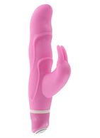 Розовый вибромассажёр с клиторальной стимуляцией VIBE THERAPY ANGORA - 15 см.