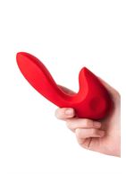 Красный вибратор Sense Vibe Warm с клиторальным отростком (16 см)