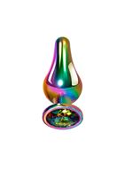 Радужная анальная пробка Rainbow Metal Plug Small (9,4 см)