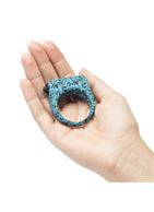 Бирюзовое эрекционное виброкольцо на пенис SILICONE LOVE RING