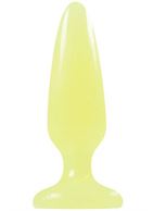 Желтая анальная пробка, светящаяся в темноте, Firefly Pleasure Plug Small - 10,1 см.