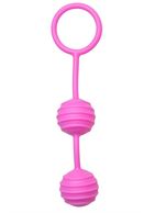 Розовые вагинальные шарики с ребрышками Pleasure Balls