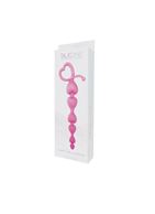 Розовая анальная цепочка с звеньями-сердечками HEARTY ANAL WAND SILICONE - 18 см.