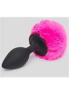 Черная анальная пробка с розовым хвостом Medium Bunny Tail Butt Plug