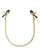 Чёрные с золотом зажимы на соски Gold Chain Nipple Clamps