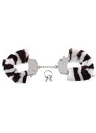 Металлические наручники Furry Love Cuffs с мехом - зебра