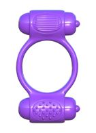 Фиолетовое эрекционное кольцо с 2-мя виброэлементами Magic Touch Couples Ring