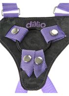 Фиолетовая страпон-система 7 Strap-On Suspender Harness Set с реалистичной насадкой - 19 см.