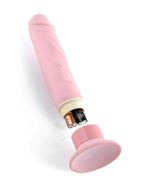 Нежно-розовый страпон с вибрацией Tru-Fit Vibrating Strap-On (16 см)