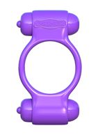 Фиолетовое эрекционное кольцо с 2-мя виброэлементами Magic Touch Couples Ring