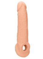 Телесная насадка с кольцом Penis Extender with Rings - 22 см.
