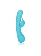 Голубой вибромассажер Impress Dove со стимуляцией клитора - 18 см.