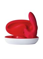 Красный вибратор Sense Vibe Warm с клиторальным отростком (16 см)
