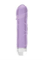 Фиолетовый вибратор Lenore с тонкими венками - 14,5 см.