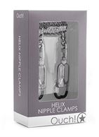 Серебристые зажимы на соски с цепочкой Helix Nipple Clamps