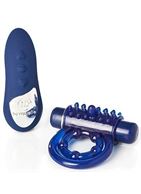 Синее эрекционное виброкольцо REMOTE BULLET COCKRING