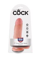Фаллоимитатор с мошонкой 7" King Cock with Balls на присоске (18 см)