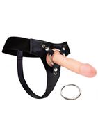 Черные трусики Harness Deluxe для страпона O-ring