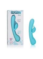 Голубой вибромассажер Impress Dove со стимуляцией клитора - 18 см.