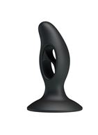 Чёрный массажёр простаты Silicone Butt Plug - 9,3 см.