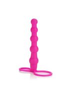 Розовый страпон на пенис Silicone Love Rider Beaded Dual Penetrator