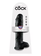 Черный фалоимитатор-гигант 11" Cock With Balls на присоске (28 см)