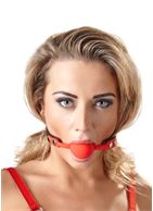 Силиконовый кляп-шар на чёрных ремешках Red Gag silicone