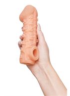 Телесная закрытая насадка с пучками шишечек Cock Sleeve 009 Size L (17,6 см)