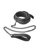 Черный ошейник с поводком COLLAR LEASH DIAMOND