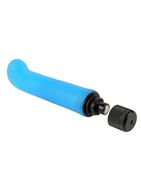 Голубой вибромассажер XL G-Spot Softees с загнутым кончиком (16,2 см)