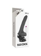 Черный вибратор на мощной присоске Basecock Realistic Vibrator Remote Control (19 см)