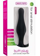 Чёрная анальная пробка Butt Plug with Handle Large - 14,5 см.