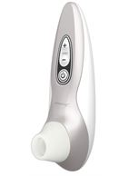 Бело-серебристый бесконтактный стимулятор клитора Womanizer Pro40