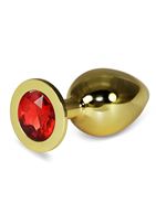 Анальная пробка Butt Plug Gold Large с красным камнем (10,1 см)