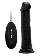 Чёрный вибратор-реалистик Vibrating Realistic Cock 9 - 23,5 см.