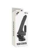 Черный вибратор на мощной присоске Basecock Realistic Vibrator (20 см)