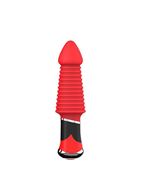 Красный ребристый анальный вибратор BOOTYFUL RIDGED VIBE (11 см)