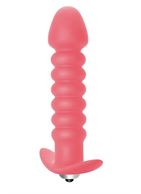 Розовая анальная пробка с вибрацией Twisted Anal Plug (13 см)